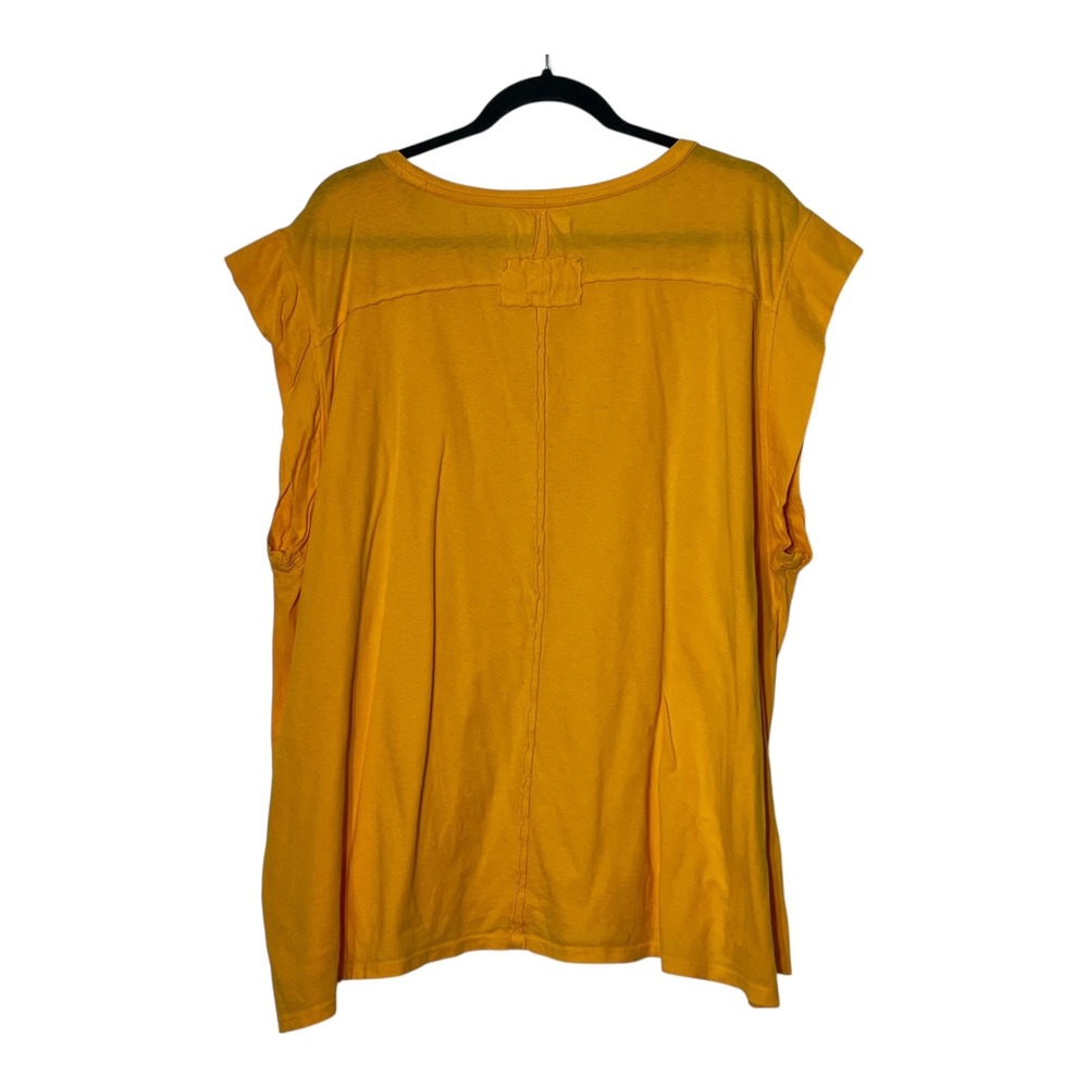 Free People We The Free Womens L Mustard Yellow Oversized Cap Sleeve Tee T-Shirt - Picture 2 of 9